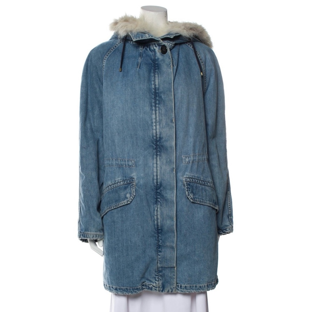 Yves Salomon Denim and Fur Jacket